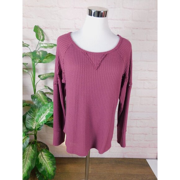 Boho Lace Thermal Top Medium Womens Long Sleeve Knit - Picture 1 of 10